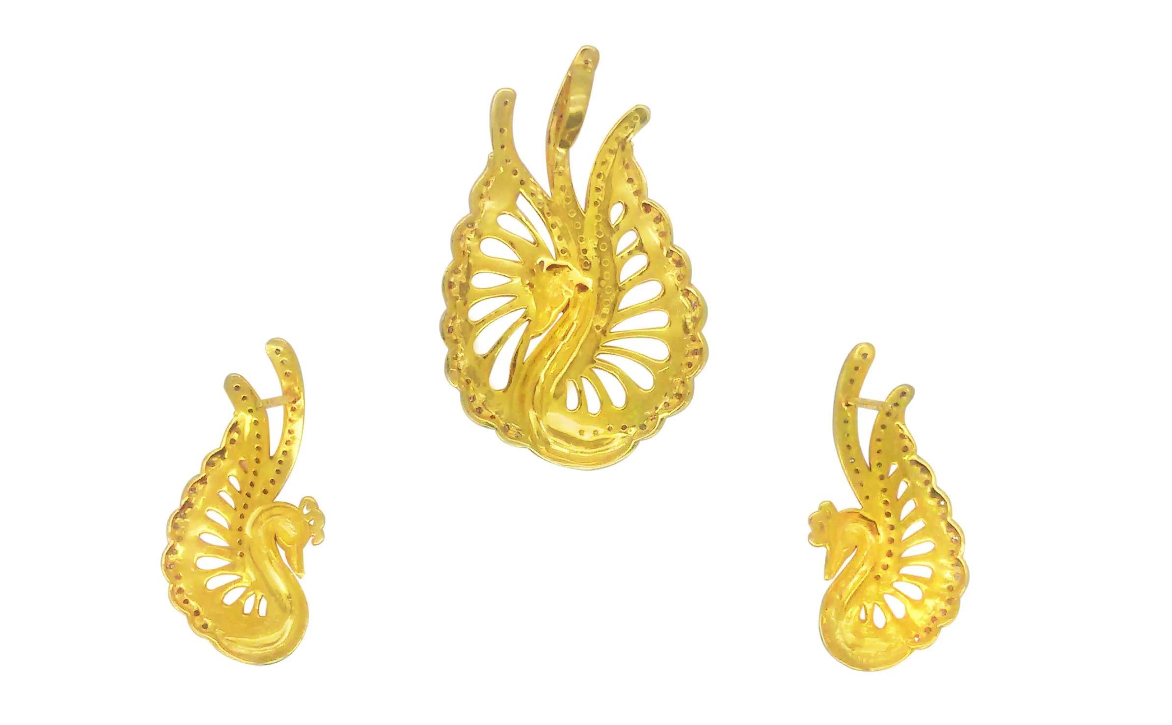Golden plume set, plain gold-toned reverse