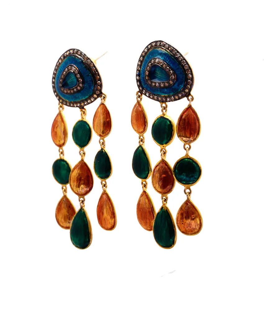 Multicolour drop chandelier earrings, alternate view