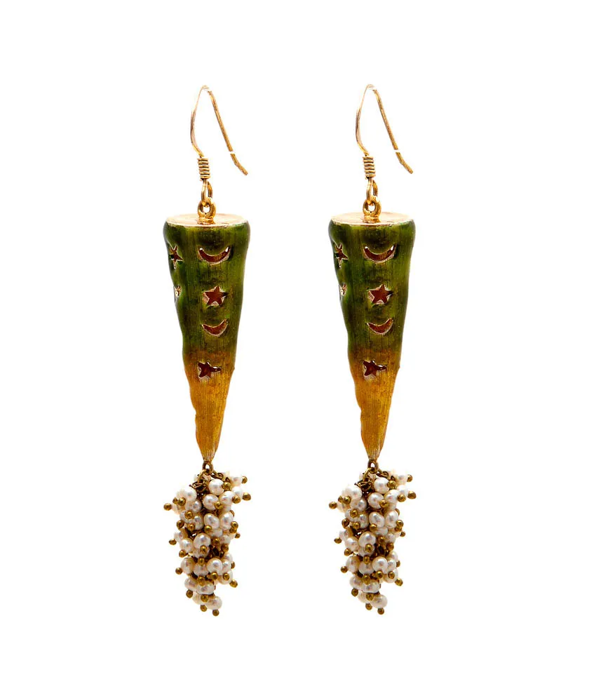 Star cone pearl earrings, alternate view