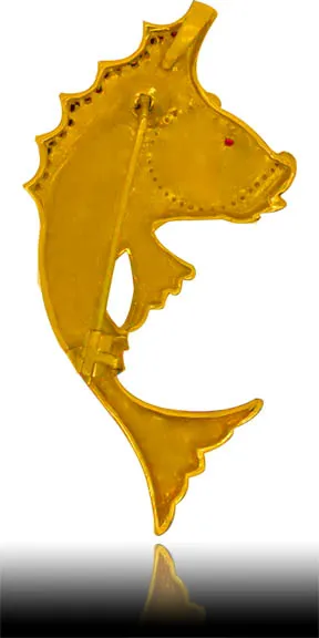 Multicolour fish pendant, gilded reverse