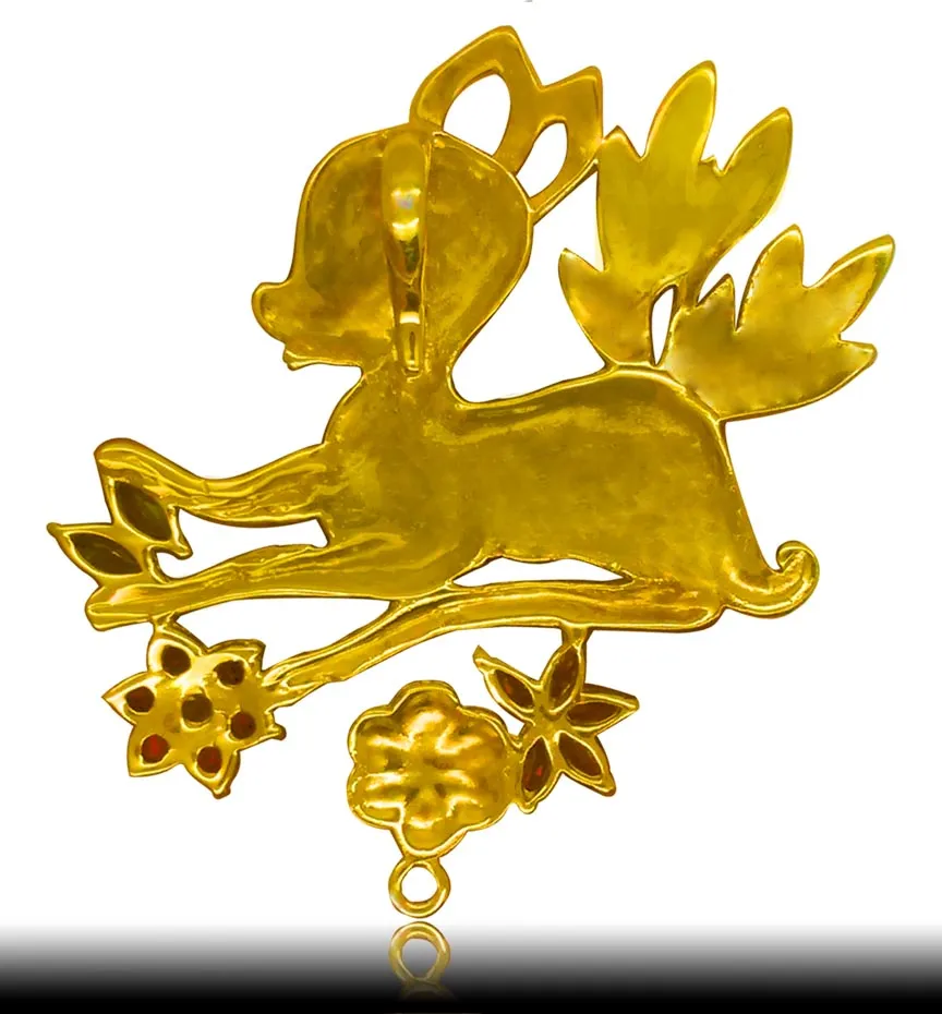 Leaping deer pendant, plain gilded reverse