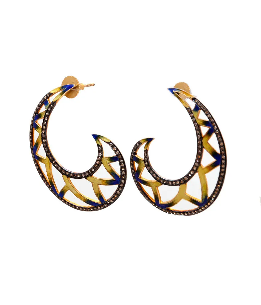 Crescent earrings, side view showing the curve