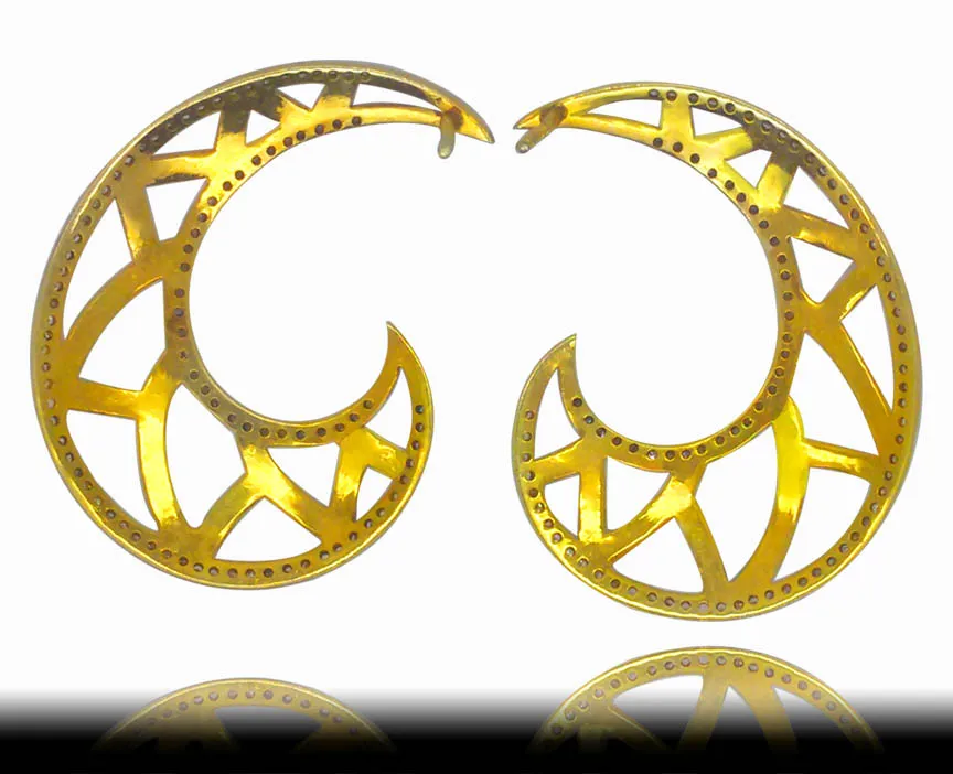 Reverse of the crescent earrings in gold tone