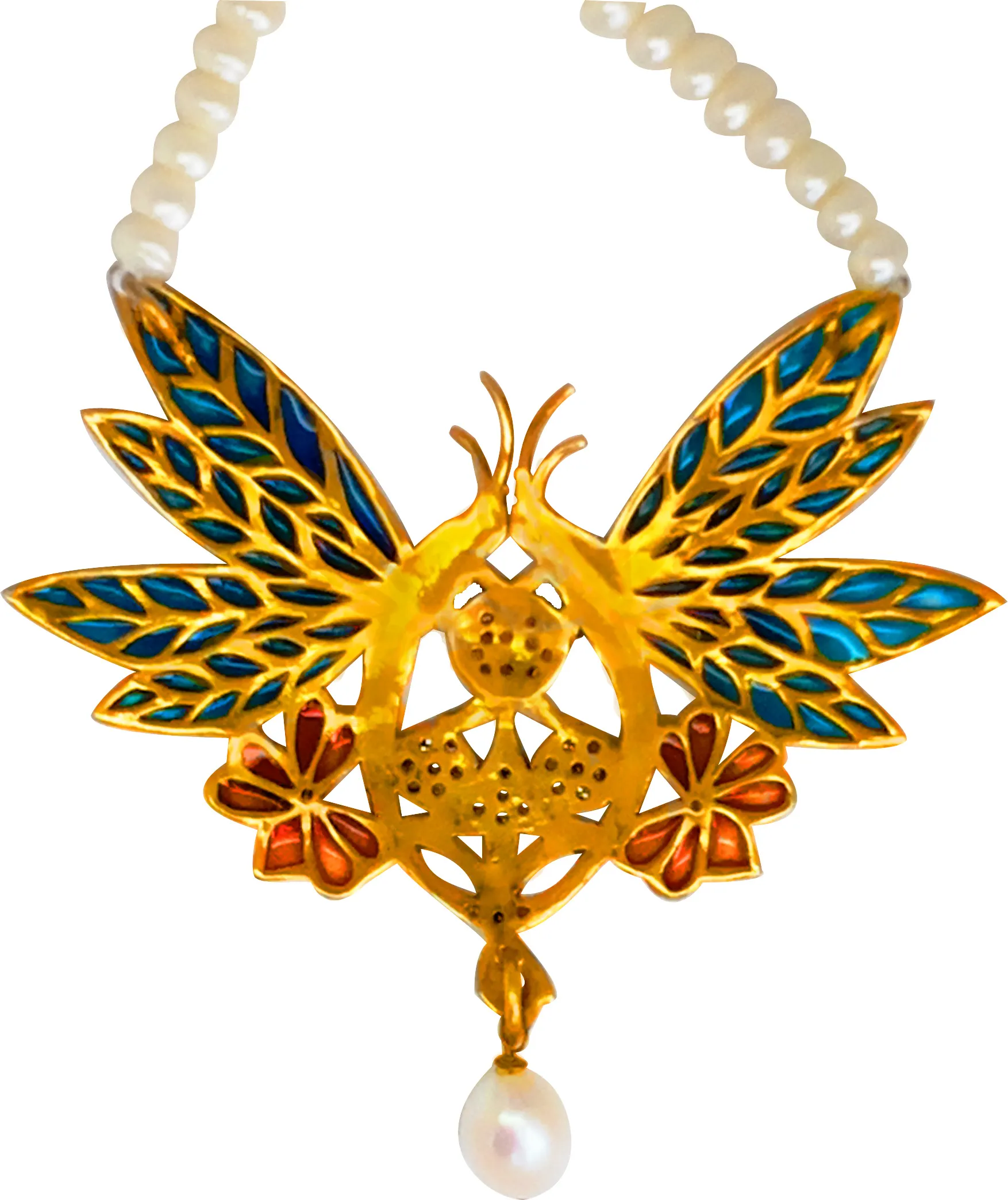 Butterfly pendant, gilded reverse